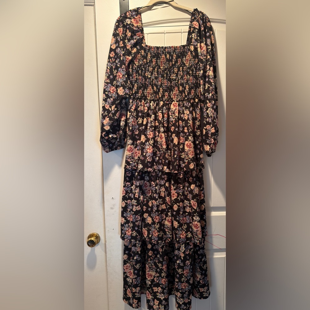 Floral Maxi Dress - Black and Pink